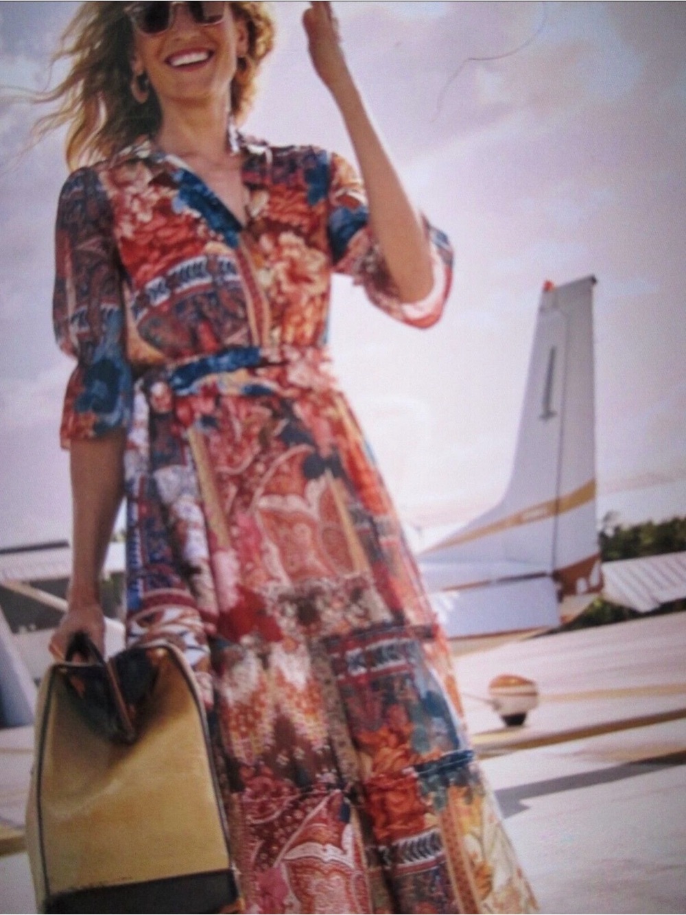 Chico's Tapestry Print Tiered Ruffle Dress Size 12
